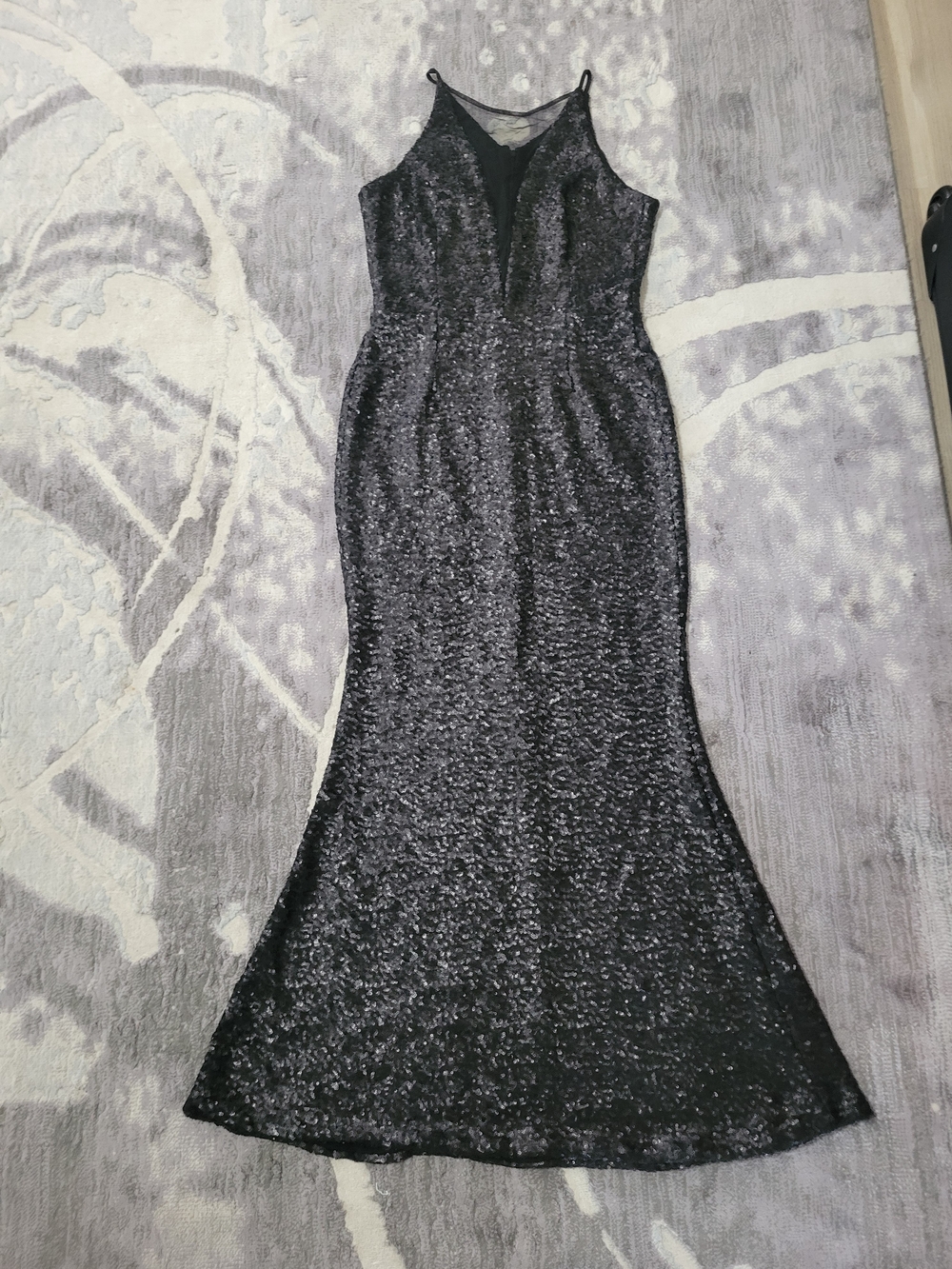 Dress the Population Black Sequin Maxi Dress with V-Neck Size M